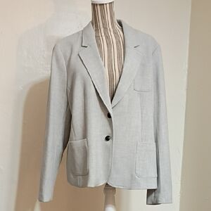 Banana Republic Light Gray Linen-Blend Notch Lapel Blazer